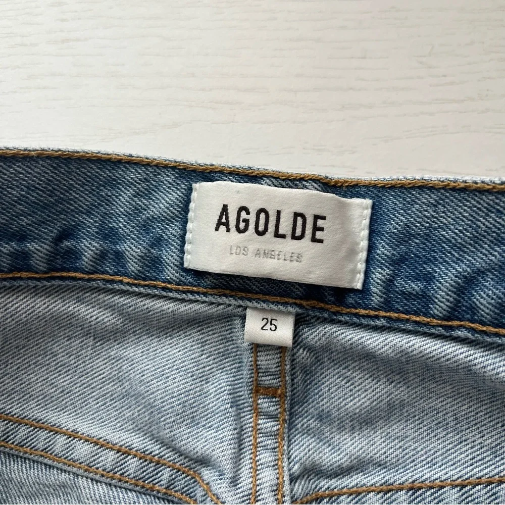 AGOLDE Cherie High Rise Straight Jeans Size 25 in Merit Chic Raw Hem Denim - Picture 7 of 8